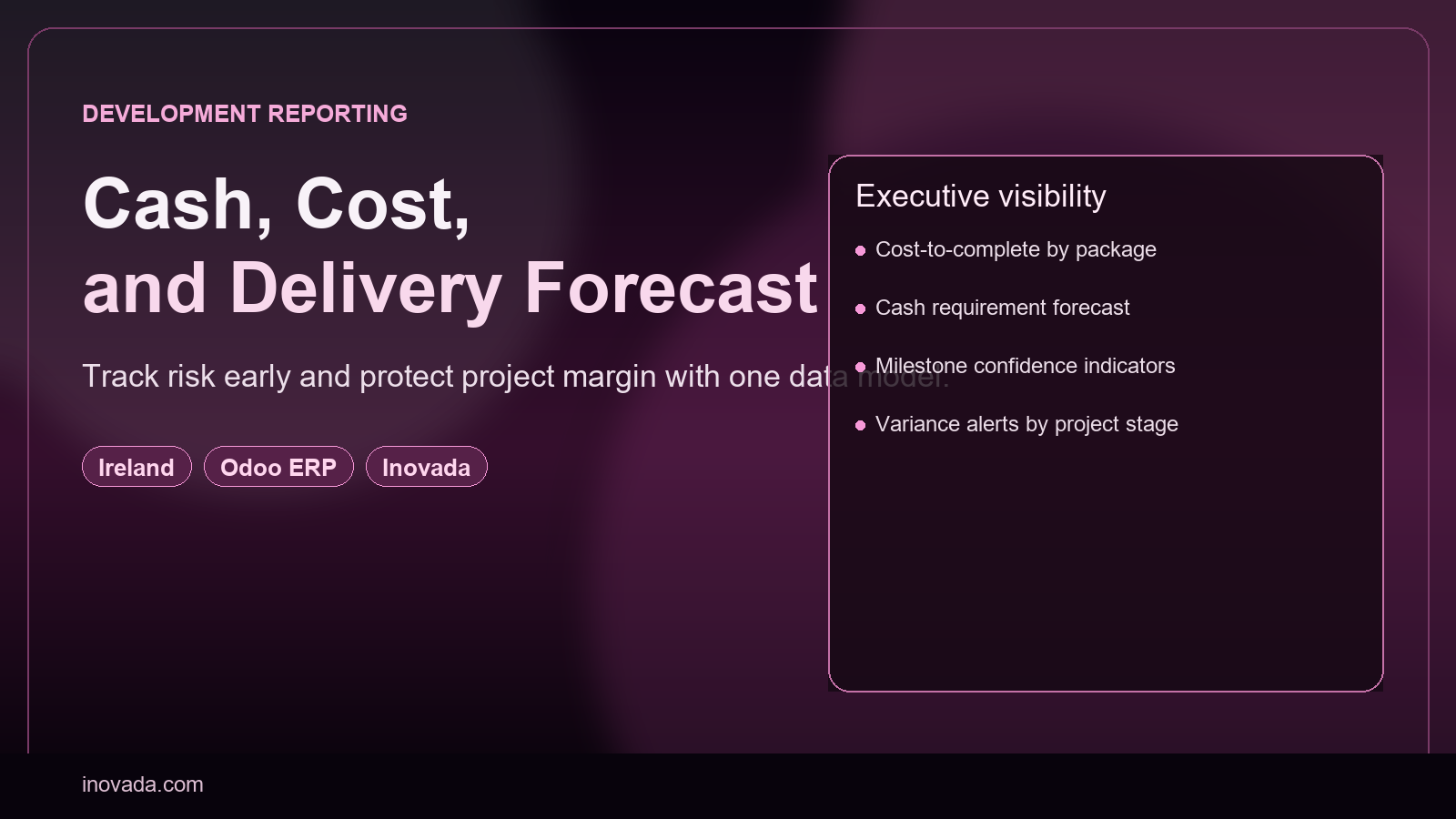 Property development cost and cash dashboard